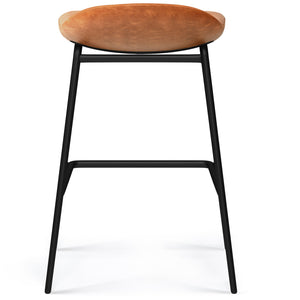English Elm Dafney - Stylish Counter Height Stool Set Of 2 In Durable Camel Brown Vegan Leather For Urban Living B136P158579