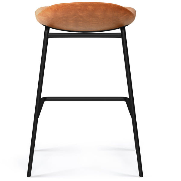 English Elm Dafney - Stylish Counter Height Stool Set Of 2 In Durable Camel Brown Vegan Leather For Urban Living B136P158579