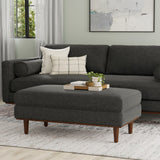 Hearth and Haven Celestique Upholstered Large Rectangular Ottoman with Woven-Blend Fabric B136P159247 Charcoal Grey