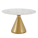 Homelegance By Top-Line Fitzroy 46" Wide Faux Marble Round Dining Table White MDF