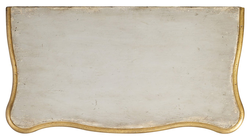 Hooker Furniture French Two Drawer Chest — Light Gray Distressed Vintage French Nightstand With Gold Leaf Accents, 30" Wide 500-50-887