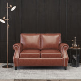 Christopher Knight Home® - Noble House - Lawton Contemporary Faux Leather Loveseat with Nailhead Trim