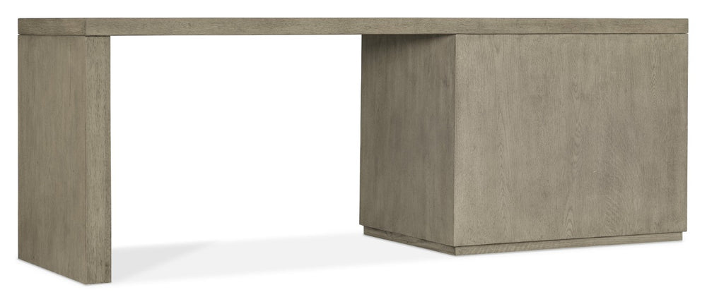 Hooker Furniture Linville 84" Desk With Lateral File In Smoked Mink Oak Veneer — Floating Back, Locking Pendaflex System Medium Wood 6150-10917-85