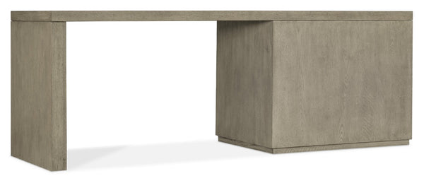 Hooker Furniture Linville 84" Desk With Lateral File In Smoked Mink Oak Veneer — Floating Back, Locking Pendaflex System Medium Wood 6150-10917-85