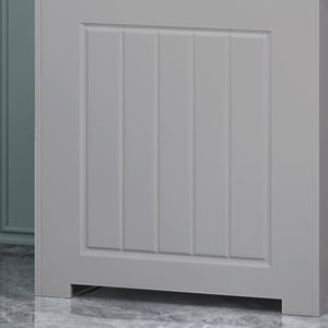 English Elm Christopher Knight Home® - BATHROOM Modern Light Grey Faux Wood Laundry Hamper with Flip-Top Lid, Vertical Slats, 20"W x 20.25"H 66608.00LGRY