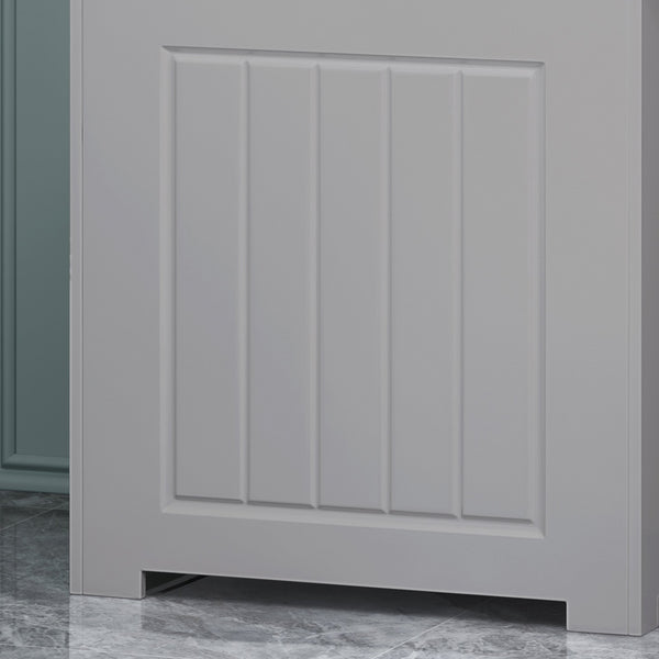 English Elm Christopher Knight Home® - BATHROOM Modern Light Grey Faux Wood Laundry Hamper with Flip-Top Lid, Vertical Slats, 20"W x 20.25"H 66608.00LGRY