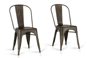 VIG Furniture Elan Rust Metal Dining Chairs Set Of 2 — Industrial Modern Stackable Design, Perforated Seat, Durable Finish VGCBT-5816-RUST