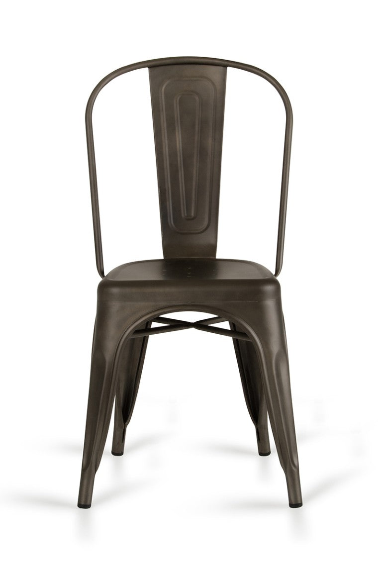 VIG Furniture Elan Rust Metal Dining Chairs Set Of 2 — Industrial Modern Stackable Design, Perforated Seat, Durable Finish VGCBT-5816-RUST
