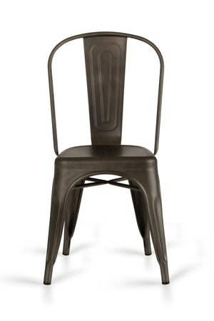 VIG Furniture Elan Rust Metal Dining Chairs Set Of 2 — Industrial Modern Stackable Design, Perforated Seat, Durable Finish VGCBT-5816-RUST