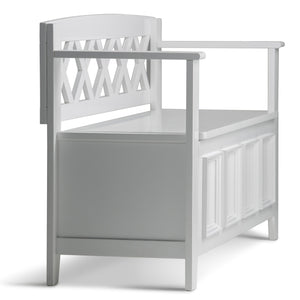English Elm Amherst Solid Wood Entryway Storage Bench - Elegant White Seating With Hidden Storage & Style B136P158269