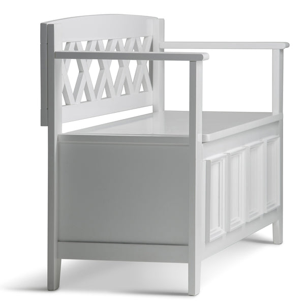 English Elm Amherst Solid Wood Entryway Storage Bench - Elegant White Seating With Hidden Storage & Style B136P158269