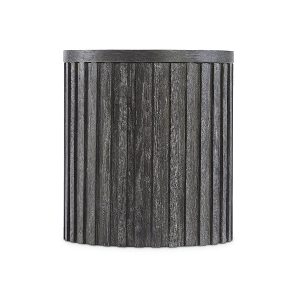 Bernhardt Bernhardt Sutton Drum Accent Table With Deep Reeding Rustic Oak Finish, 20" Round Top, 22" H 352124