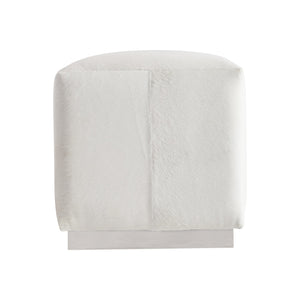 Bernhardt Bernhardt Aspen Hair-On-Hide Ottoman With Brushed Stainless Base — Modern Compact Seat/Accent Piece N2401O