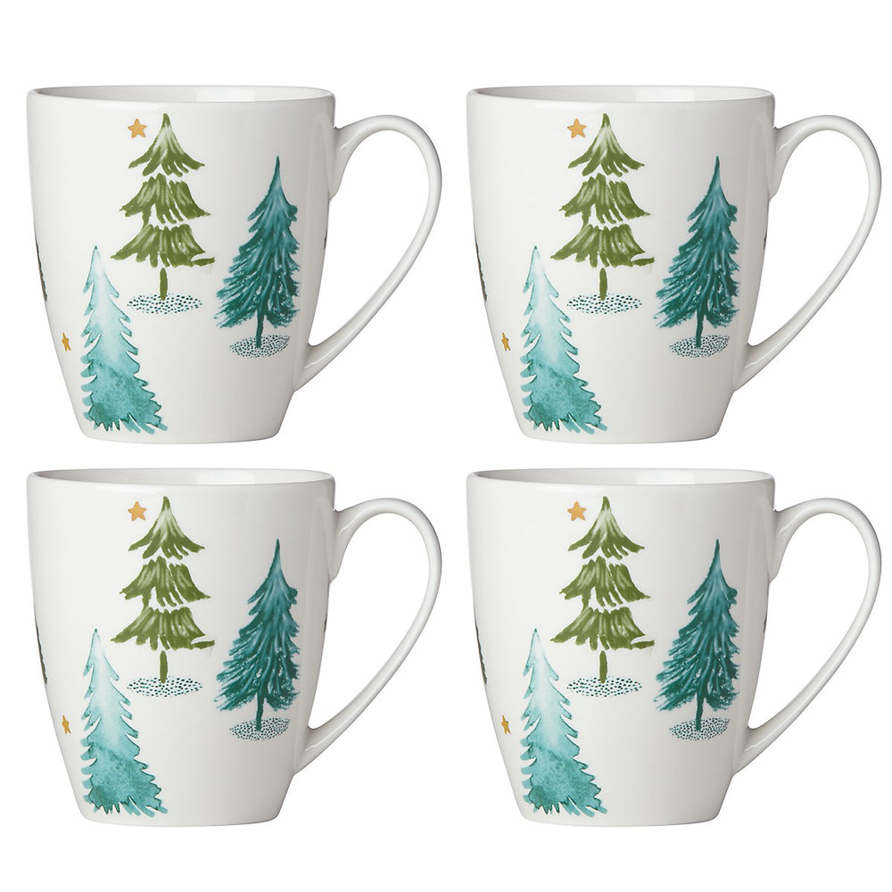 Lenox Balsam Lane 4-Piece Mug Set Green, WHITE PORCELAIN 880069