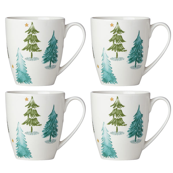 Lenox Balsam Lane 4-Piece Mug Set Green, WHITE PORCELAIN 880069