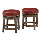 Homelegance By Top-Line Emerson Brown Finish Faux Leather 18" Swivel Dining Height Stool (Set of 2) Red Rubberwood