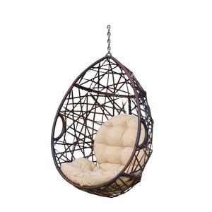 English Elm Marlin Wicker Hanging Egg Chair Teardrop Cocoon Seat for Patio or Sunroom 54672.00BSK