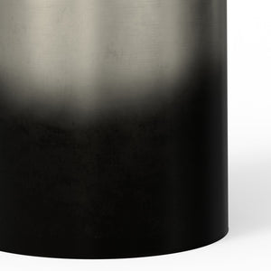 English Elm Curtis - Handcrafted Metal Cylinder Accent Table With Unique Ombre Black & Silver Finish For Style B136P159002