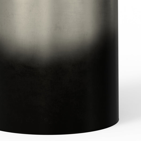 English Elm Curtis - Handcrafted Metal Cylinder Accent Table With Unique Ombre Black & Silver Finish For Style B136P159002