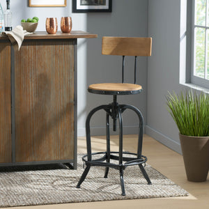 English Elm Adjustable Swivel Barstool Distressed Firwood Seat Industrial Kitchen Counter Height 57835.00FIR