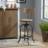 Christopher Knight Home® - Noble House - Ximen Naturally Antique Fir Wood Barstool w/ Backrest