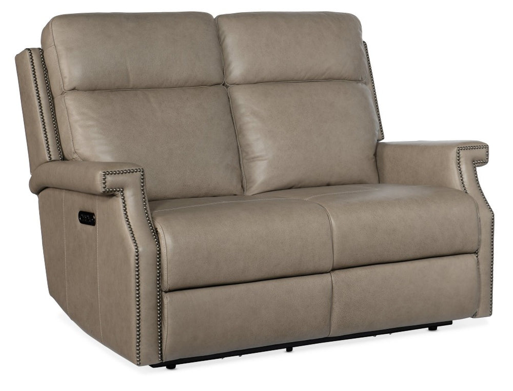 Hooker Furniture Vaughn Zero Gravity Loveseat In Shattered Stone Leather With Power Headrests, Usb Charging Port Grey SS106-PHZ2-091