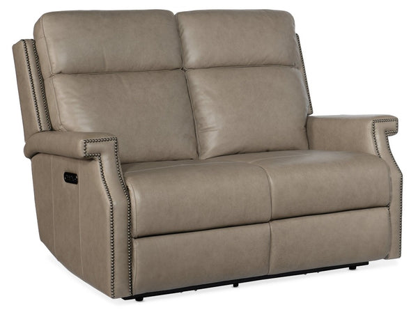 Hooker Furniture Vaughn Zero Gravity Loveseat In Shattered Stone Leather With Power Headrests, Usb Charging Port Grey SS106-PHZ2-091