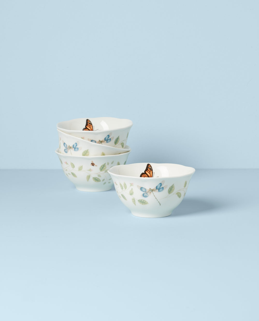 Lenox Butterfly Meadow Vines 4-Piece Rice Bowl Set Multi, WHITE PORCELAIN 894543