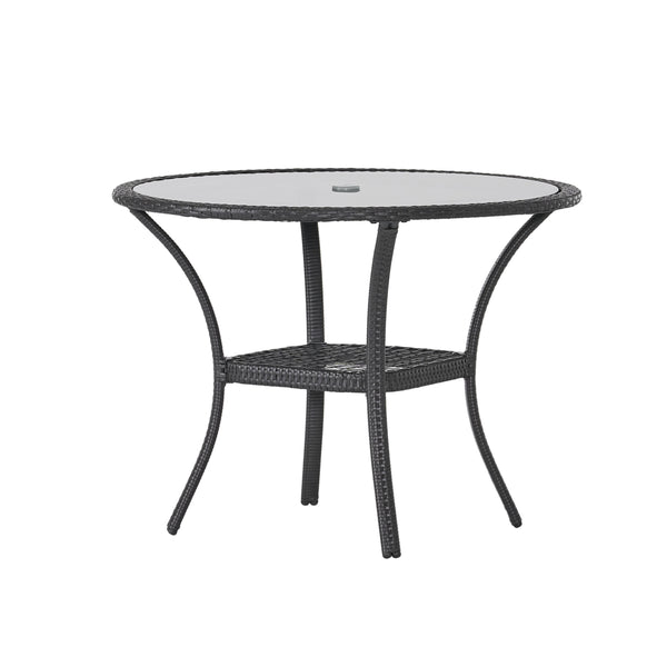 English Elm San Pico Round Outdoor Bistro Table Pe Wicker Iron Frame Glass Top Patio 56225.00TBL