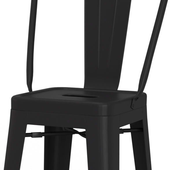 English Elm Fletcher 30" Industrial Metal Bar Stool Set Of 2 - Black Ergonomic Design For Bars & Kitchens B136P158662