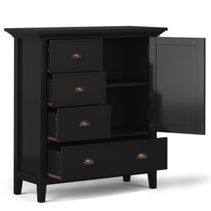 English Elm Redmond Medium Storage Cabinet - Handcrafted Solid Wood In Elegant Black Finish With Antique Brass Hardware B136P159530-GIGA