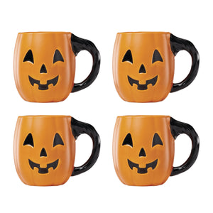 Lenox Vintage Halloween Figural Pumpkin Mugs, Set of 4 Orange, ORANGE PORCELAIN 897476