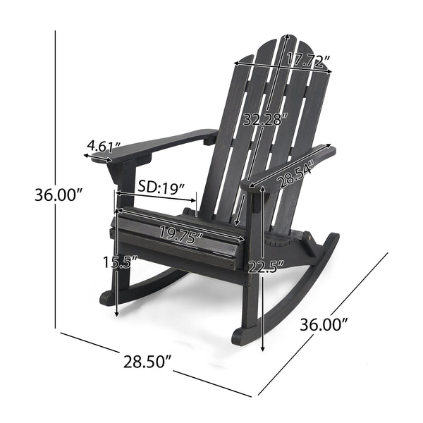English Elm Christopher Knight Home® - HOLLYWOOD Acacia Wood Adirondack Rocking Chair with Long Rockers, Weather-Resistant, Cozy Cottage Vibe DARK GREY 38.75 L x 28 W x 9 H 62398.00DGRY