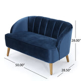 Christopher Knight Home® - Noble House - Amaia Mid-Century Modern Velvet Sofa with Seashell Backrest