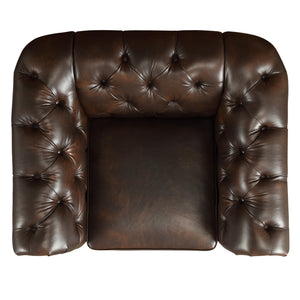Homelegance By Top-Line Pietro Tufted Scroll Arm Chesterfield Chair Brown Bonded leather