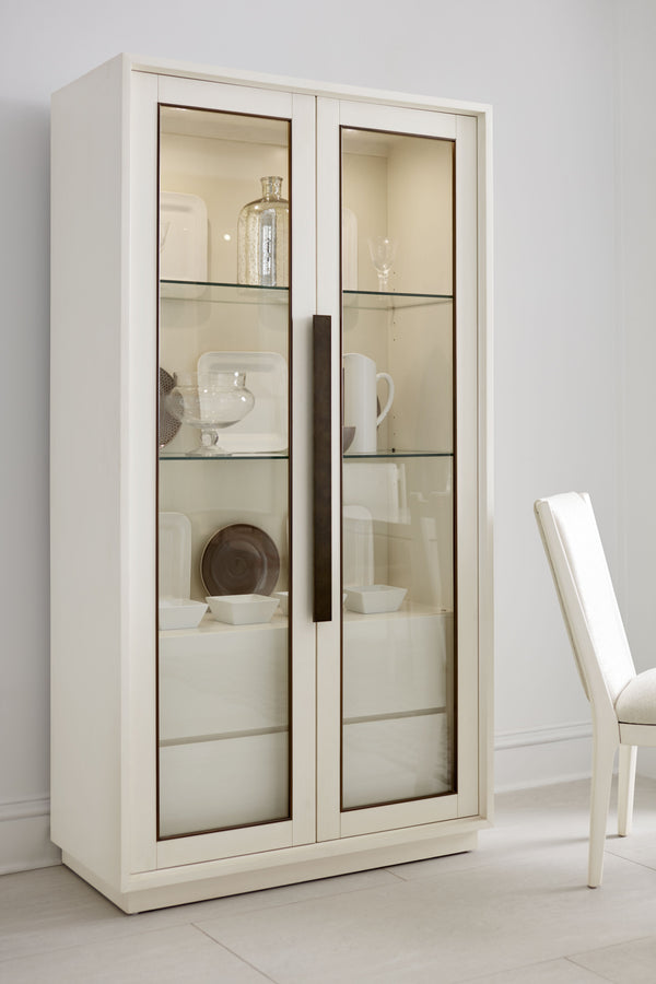 A.R.T. Furniture Blanc Display Cabinet - Contemporary Alabaster & Burnished Bronze With Touch Lighting & Storage Drawers White Parawood Solids,Metal,Glass 289240-1040