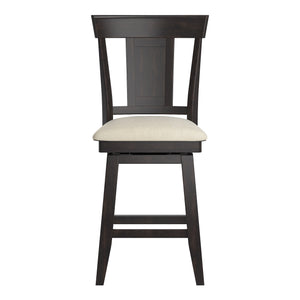 Homelegance By Top-Line Juliette Panel Back Counter Height Wood Swivel Chair Black Rubberwood