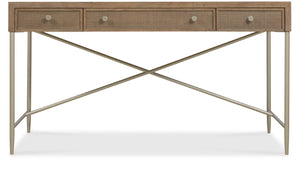 Hooker Furniture Sonnet Roomy Writing Desk With White Oak Veneer, Woven Cane Drawers & Reversible Insert — Versatile Workspace 6072-10458-85