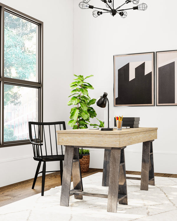 A.R.T. Furniture Frame Height-adjustable Writing Desk - Two-tone Chestnut & Antique Carbon Finish With Storage Drawer Light Brown Ash & Poplar Solid,Plank,Effect Flakey & Quarter,Sawn Oak Veneer,Metal 278421-2335