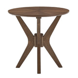 Homelegance By Top-Line Hutchinson Mid-Century Walnut Finish Round End Table Walnut MDF