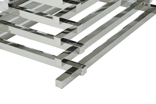 VIG Furniture Crawford Sculptural Hourglass Dining Table With 15Mm Tempered Glass Top & Chrome Base, Seats 6 VGVCT8909-L