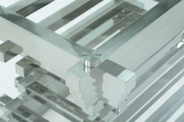 VIG Furniture Crawford Sculptural Hourglass Dining Table With 15Mm Tempered Glass Top & Chrome Base, Seats 6 VGVCT8909-L