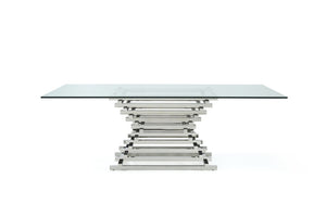 VIG Furniture Crawford Sculptural Hourglass Dining Table With 15Mm Tempered Glass Top & Chrome Base, Seats 6 VGVCT8909-L