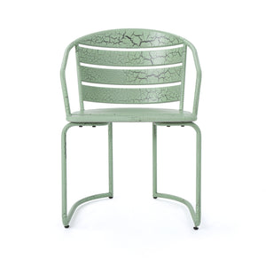 English Elm Santa Monica Outdoor Bistro Set Powder Coated Iron Oval Table Two Slat Chairs Patio Green 62015.00CGRN