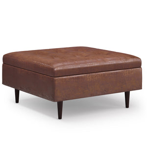 Hearth and Haven Multi-functional Large Storage Ottoman with Upholstered Faux Leather and Tufted Detail B136P159258 Dark Brown