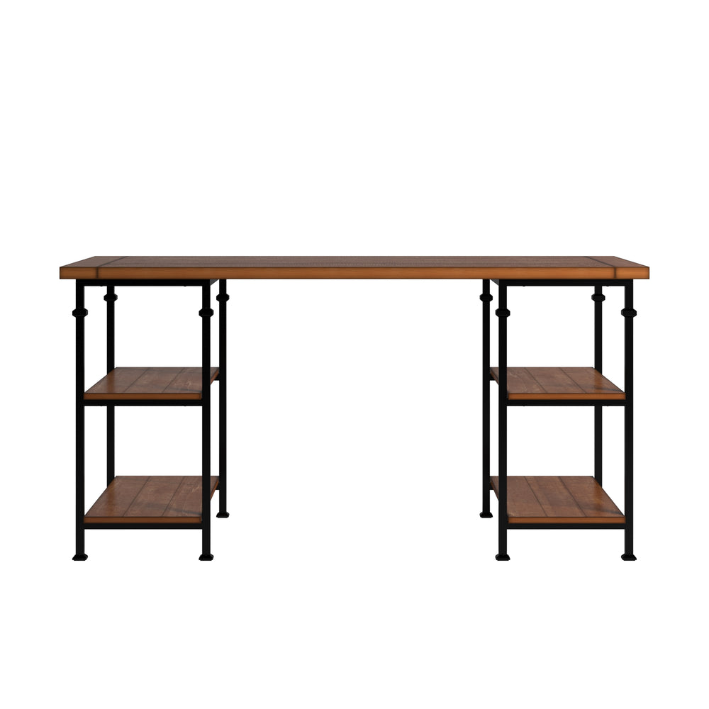 Homelegance By Top-Line Rafferty Vintage Industrial Storage Desk Natural Wood