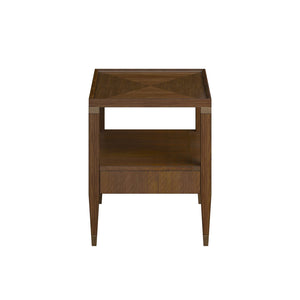 A.R.T. Furniture Eave Elegant End Table: Quartered Walnut Top With Diamond Pattern & Stylish Burnished Gold Legs Brown Material(S), Poplar And Parawood Solids,Walnut Veneer 336304-1860