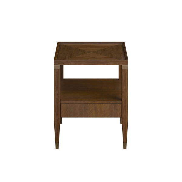 A.R.T. Furniture Eave Elegant End Table: Quartered Walnut Top With Diamond Pattern & Stylish Burnished Gold Legs Brown Material(S), Poplar And Parawood Solids,Walnut Veneer 336304-1860