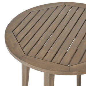 English Elm Stamford Round Solid Acacia Outdoor Bistro Table Weather Resistant Patio Dining 62919.00GRY