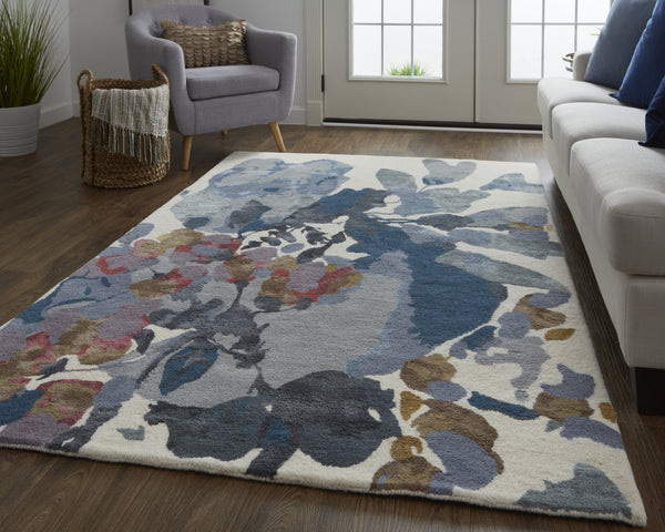 Feizy Rugs Dafney Hand-tufted Floral & Botanical Rug - Whimsical Watercolor Design In Vivid Colors For Elegance Blue,Gray,Pink Viscose,Wool Dfy8869fblumlth00